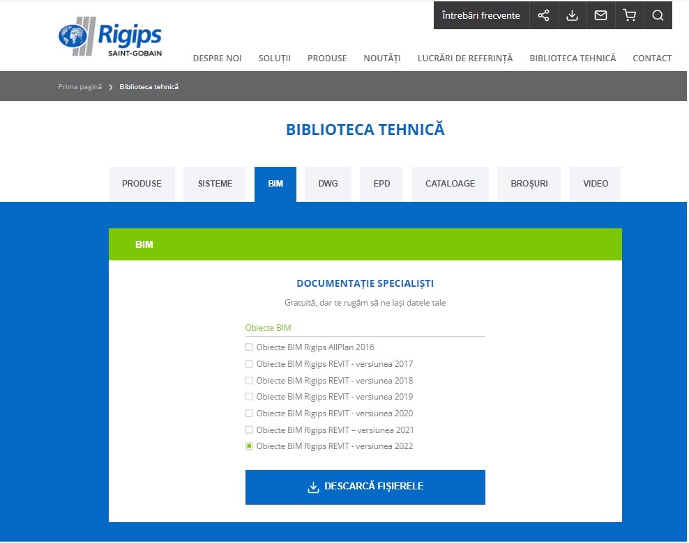 Versiune actualizata a manualului de instalare plugin Solutii Rigips pentru BIM Revit Autodesk - locatie Biblioteca tehnica BIM Revit Plugin