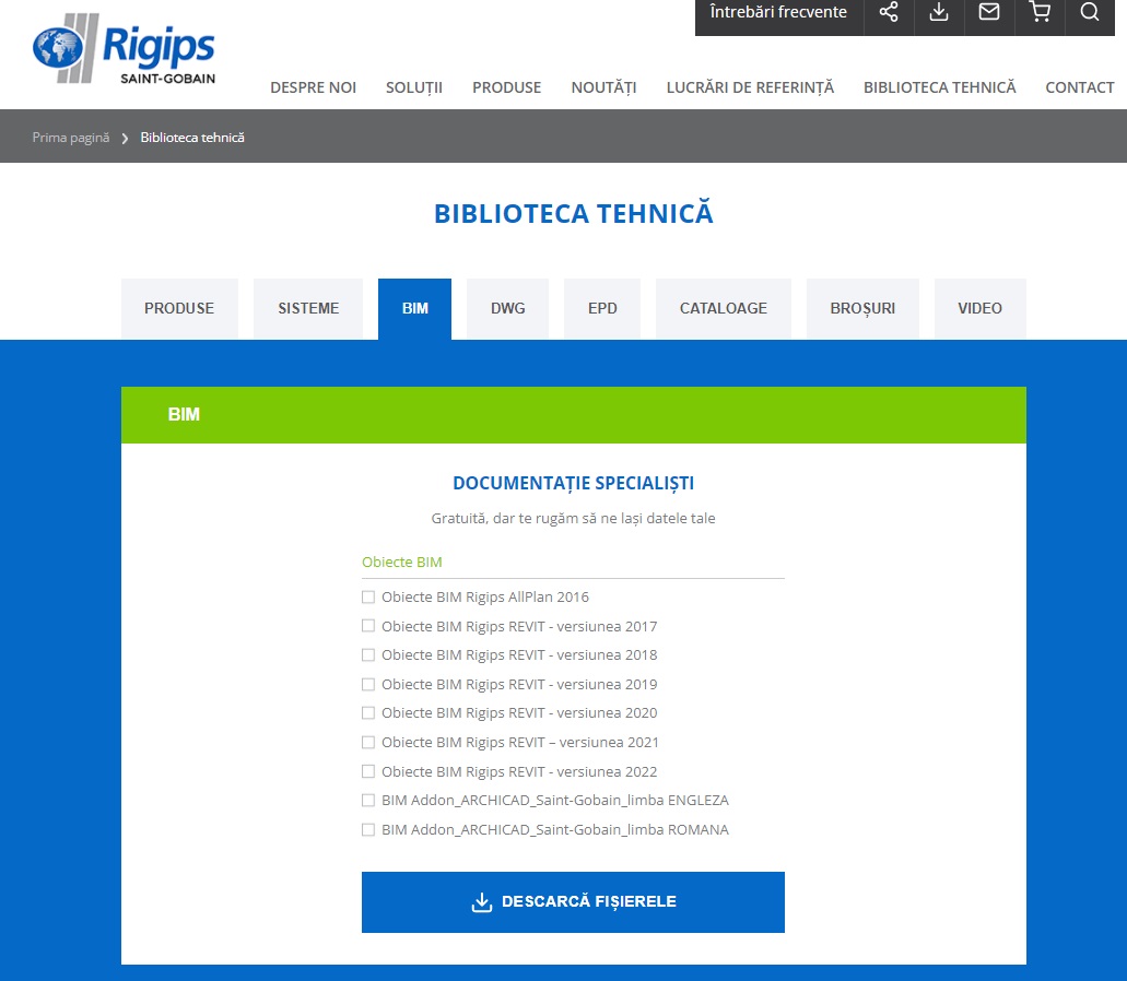 Obiecte BIM pentru sisteme Saint-Gobain