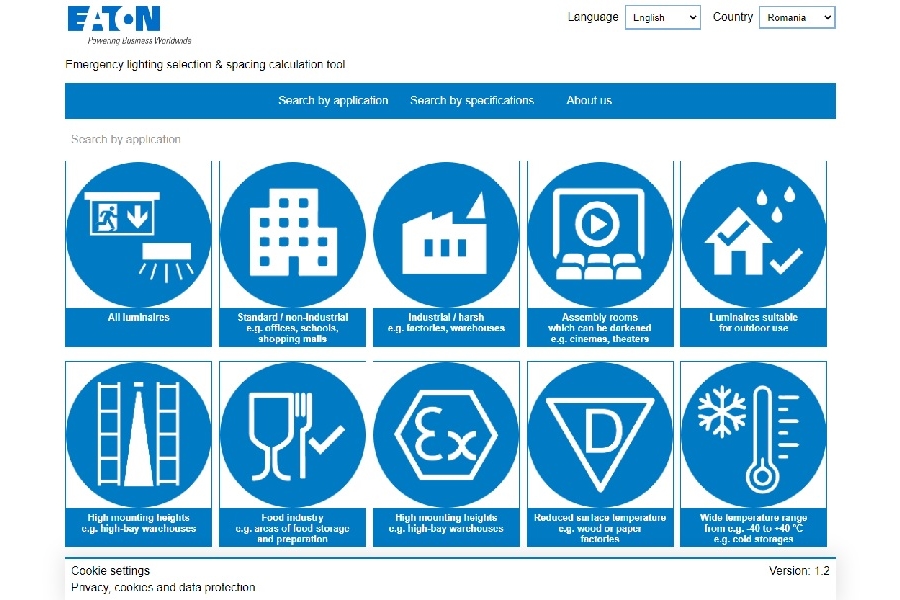Simplificarea planificarii proiectelor cu calculatorul de selectie si spatiere Eaton pentru iluminatul de siguranta