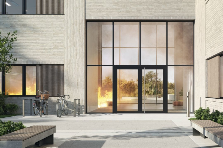 Alukönigstahl prezinta o noua usa Schüco rezistenta la foc pentru utilizare in exterior