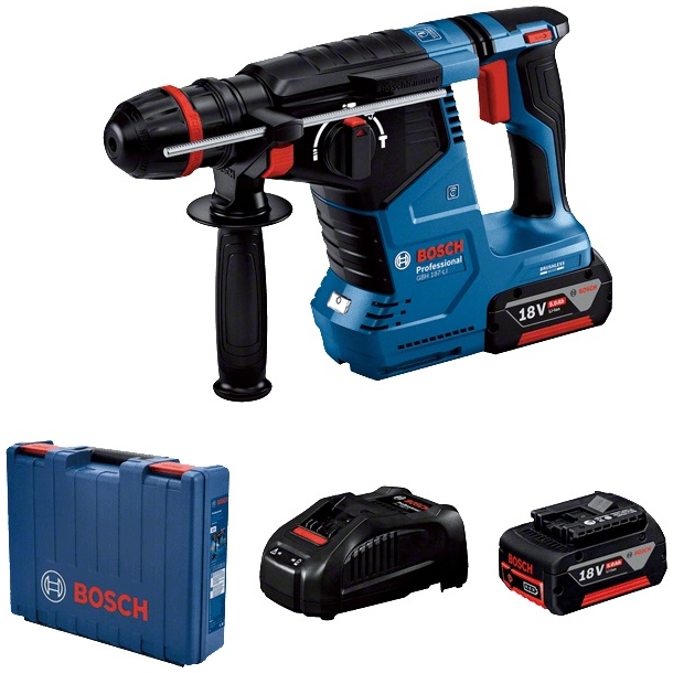Ciocanul rotopercutor cu acumulator Bosch GBH 187-LI Professional cu SDS Plus - Pachet: cutie transport + incarcator + 2 acumulatori