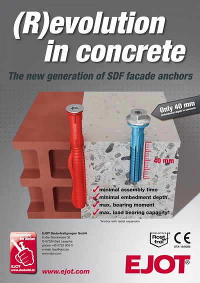 Noua generatie de dibluri Ejot SDF pentru ancorarea fatadelor ventilate