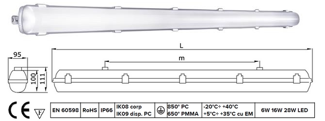 Corpuri de iluminat industrial FIPAD-06 LED si LINDA LED PMP