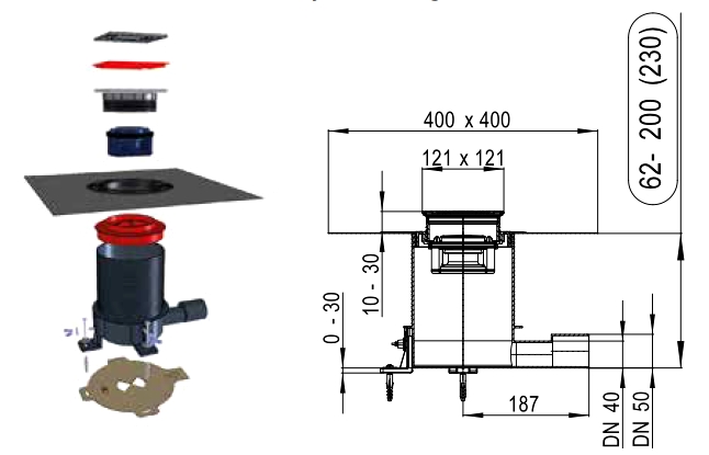Sifonul de dus HL541 Primus blue