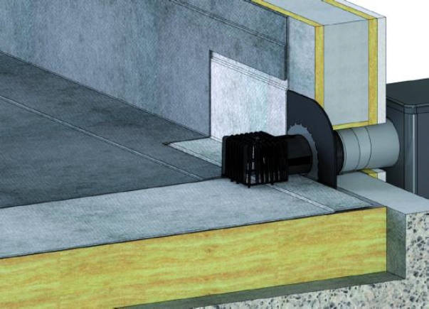 Receptor de atic instalat  peste termoizolatie, la nivelul membranei de hidroizolatie