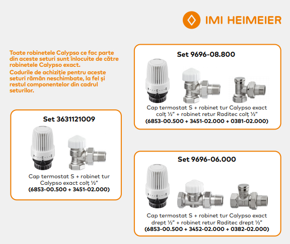 Reglare liniara precisa pentru seturile de robinete Calypso exact de la IMI Heimeier - Seturi