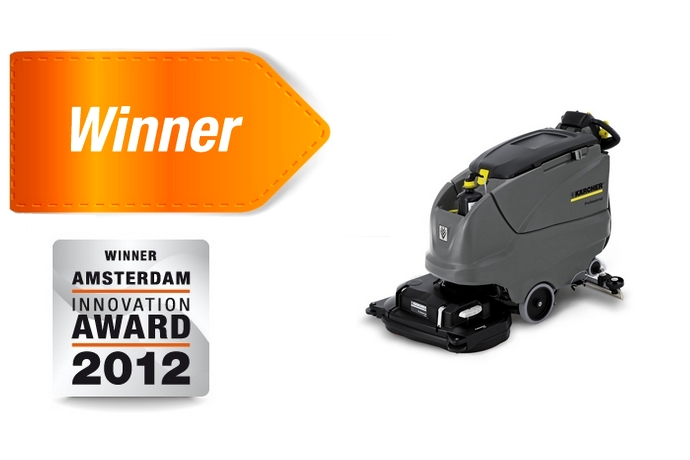 Kärcher castiga premiul pentru Inovatie la ISSA / Interclean 2012, cu noua masina de frecat aspirat cu tractiune B 80 W