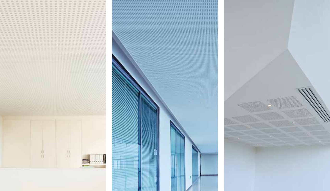 Placi de gips-carton pentru plafoane si pereti cu perforatii continue Createx® si modulare Creason®