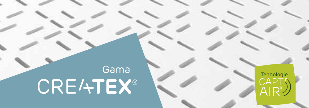 Placi de gips-carton pentru plafoane si pereti cu perforatii continue gama Createx®