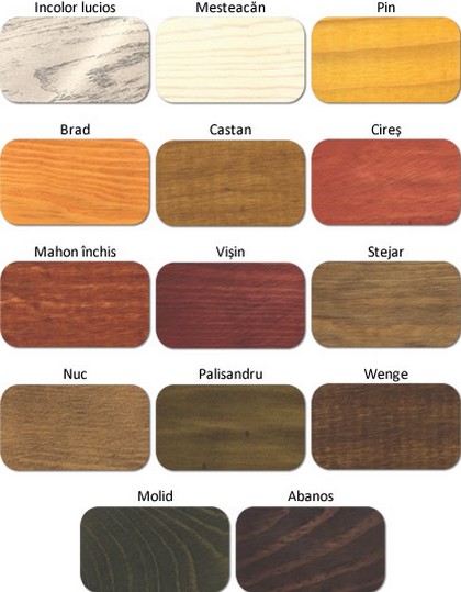 Lac pentru lemn culori