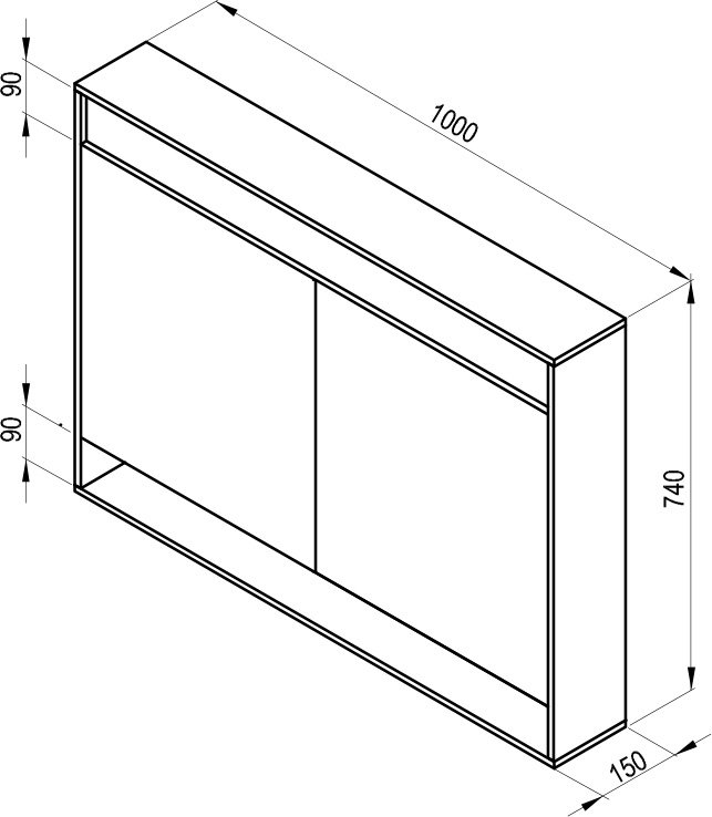 Dulap cu oglinda MC 1000 Step - Dimensiuni