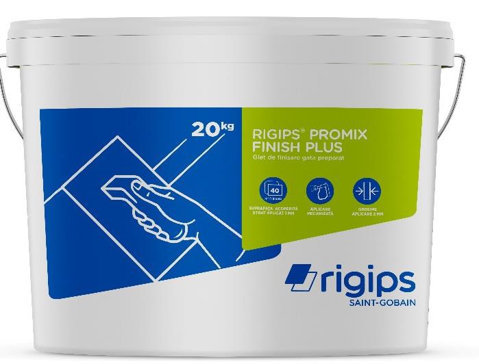 Noul glet de finisare gata preparat Rigips® PROMIX FINISH PLUS - Galeata 20kg