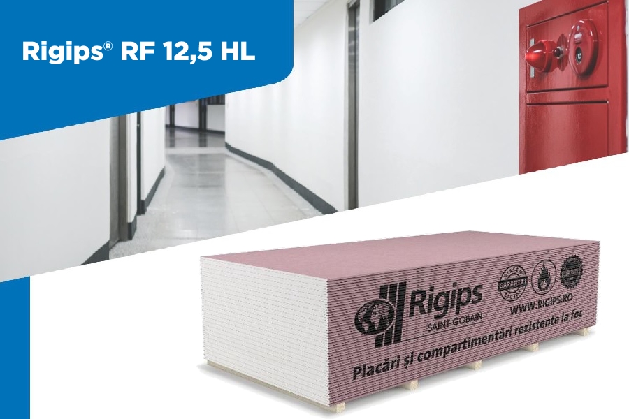 Noua placa de gips-carton Rigips® RF HL tip DF