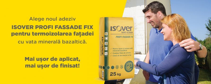 Noul adeziv ISOVER Profi Fassade Fix pentru lipire si armare vata minerala bazaltica
