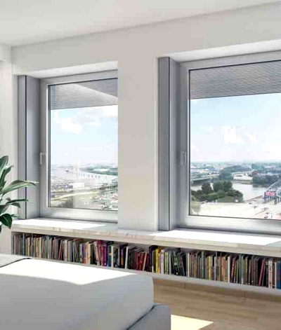 Sistemul Schüco VentoTherm Twist pentru ventilatie descentralizata integrat in fereastra