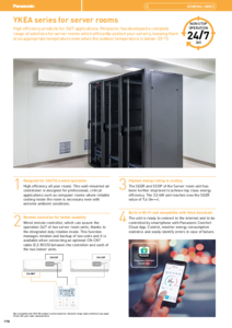 Aparat de aer conditionat Panasonic YKEA pentru camere de servere, -25℃ (R32)<br>(General Catalogue 2023/2024, pag. 178-179) - fisa tehnica