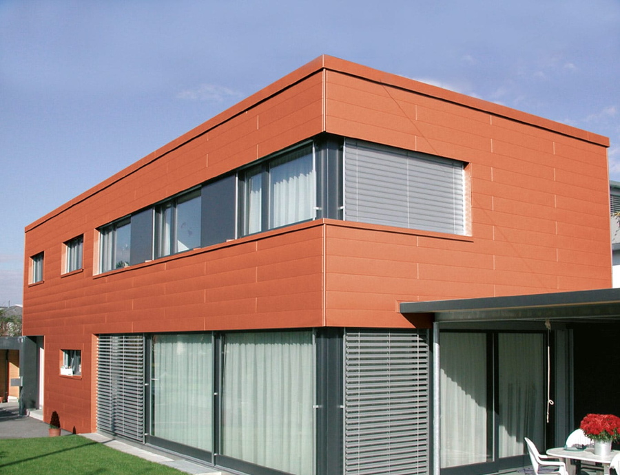 Lamele metalice pentru fatada PREFA Sidings - Rosu caramiziu RAL 8004