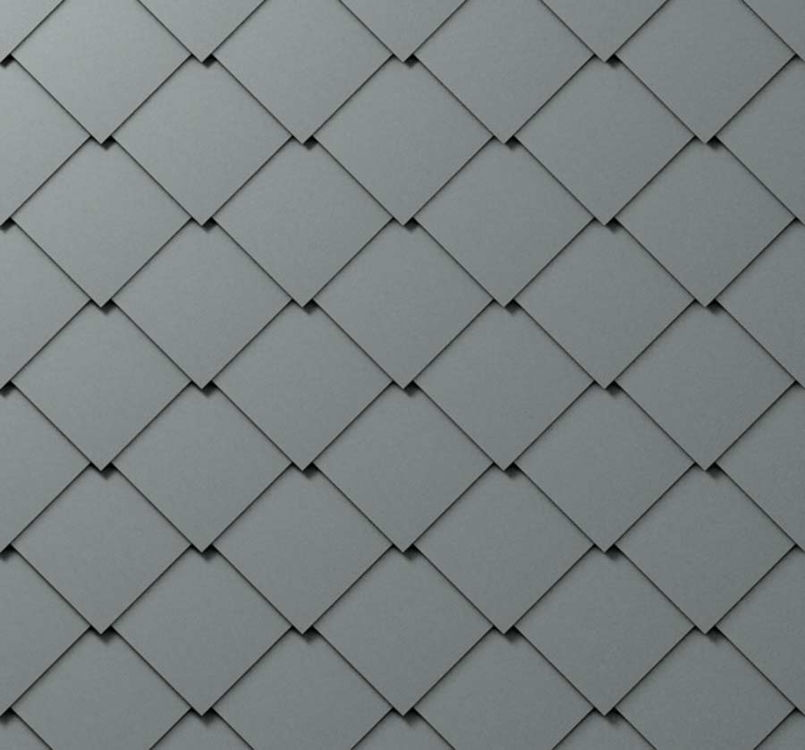 Placi metalice romboidale pentru fatada PREFA - Gri deschis RAL 7005