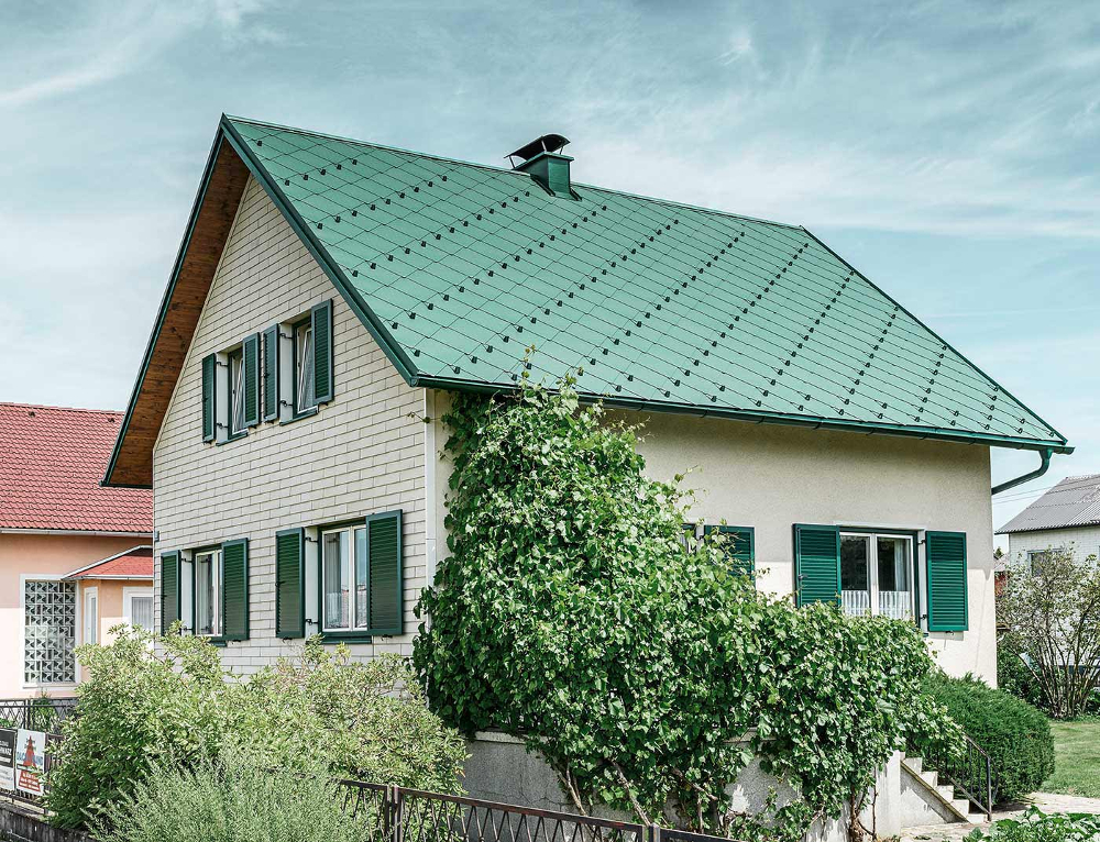 Placi metalice romboidale PREFA 44x44 cm pentru acoperis si fatada - Verde RAL 6005