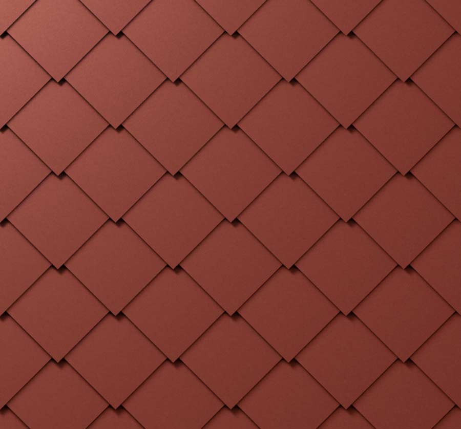 Placi metalice romboidale PREFA 44x44 cm pentru acoperis si fatada - Rosu maroniu RAL 3009