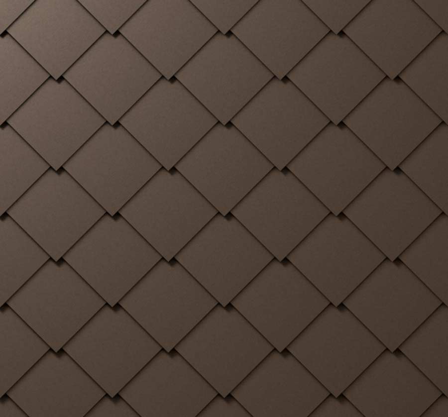 Placi metalice romboidale PREFA 44x44 cm pentru acoperis si fatada - Maro RAL 7013