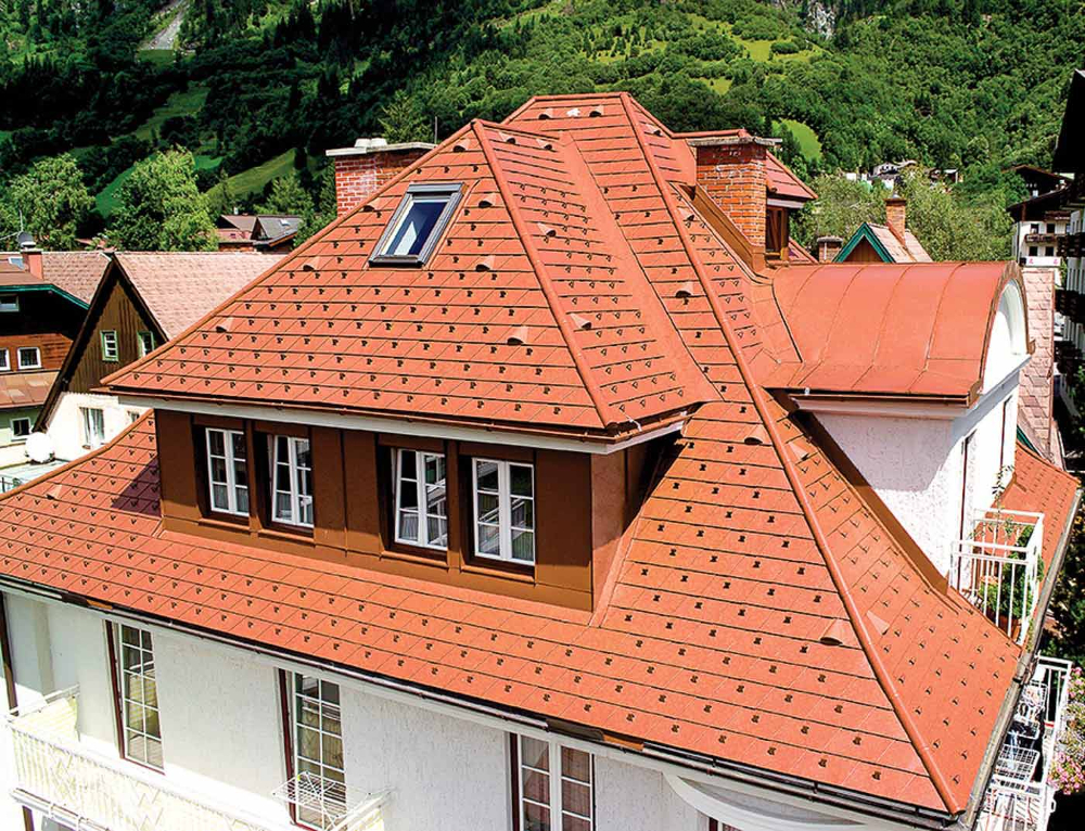 Sindrila metalica pentru acoperis PREFA - Rosu caramiziu RAL 8004