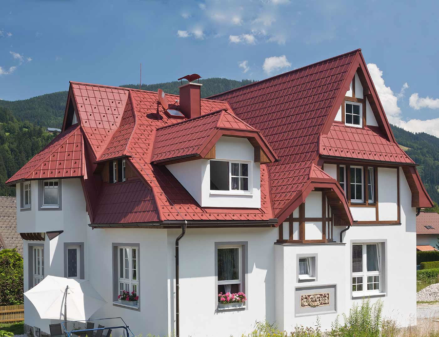 Tigla metalica pentru acoperis PREFA Classic - Rosu maroniu RAL 3009
