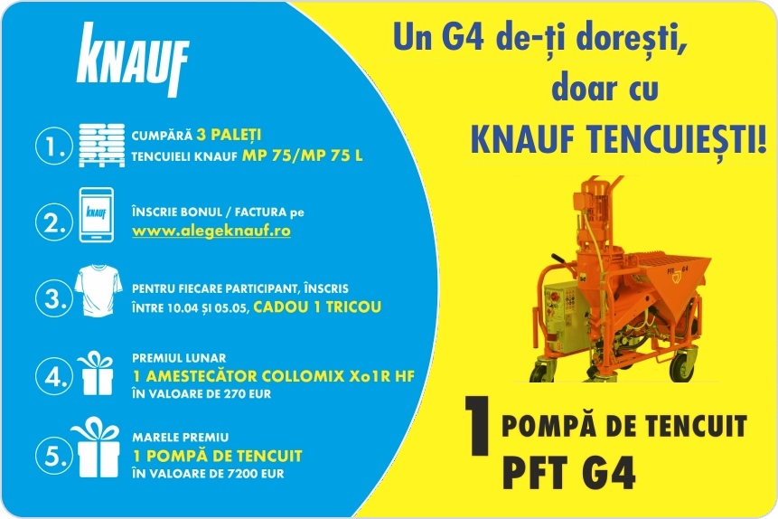 Un G4 de-ti doresti, doar cu Knauf tencuiesti!