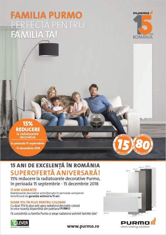 Campanie aniversara: 15% reducere la radiatoarele decorative Purmo