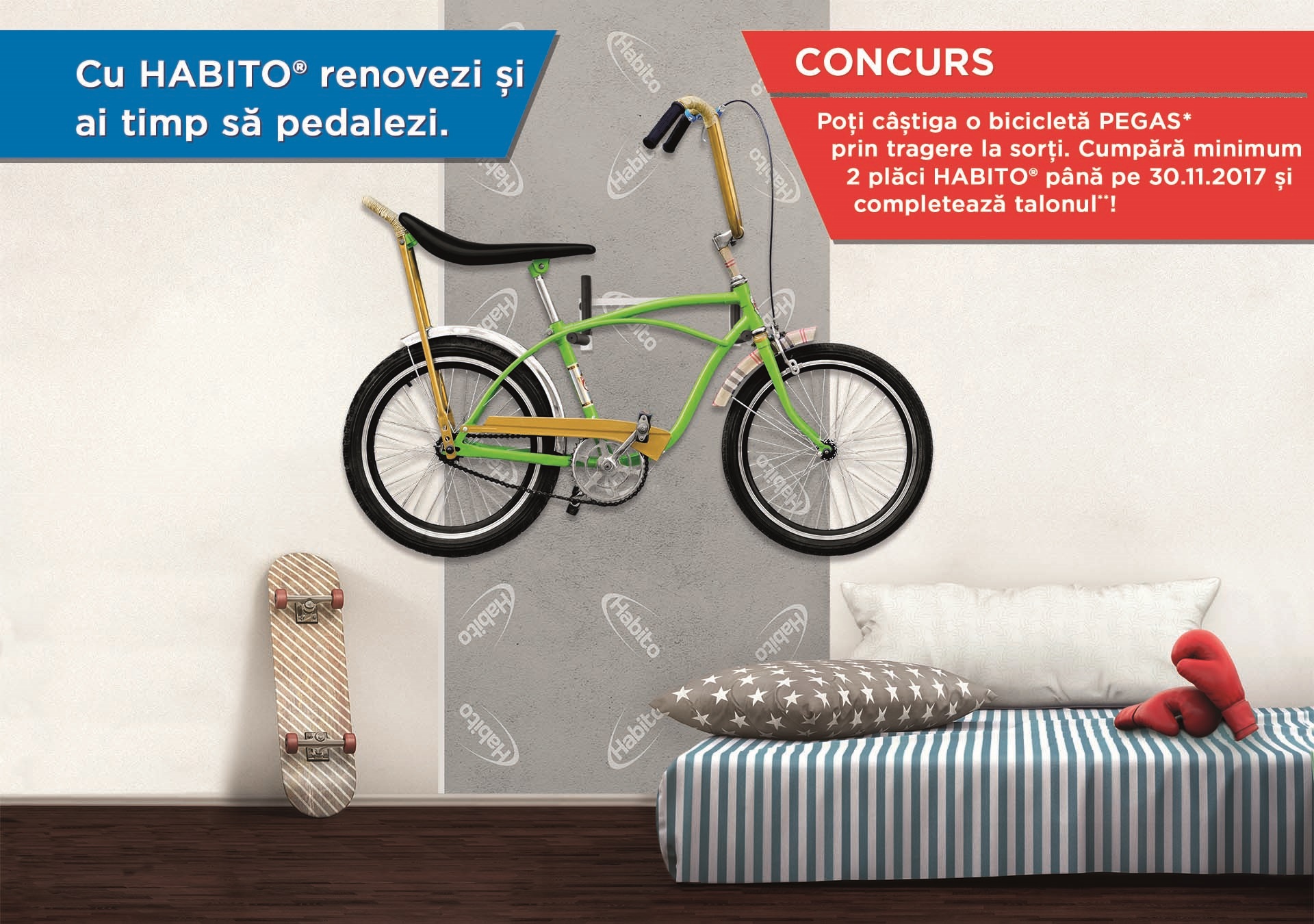 Concurs! Cumpara minimum 2 placi Habito® pana pe 30.11.2017 si poti castiga o bicicleta PEGAS prin tragere la sorti