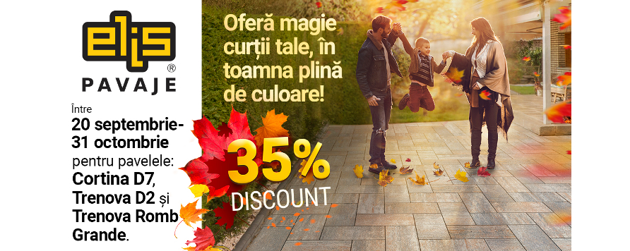 35% discount pentru pavelele: Cortina D7, Trenova D2 si Trenova Romb Grande