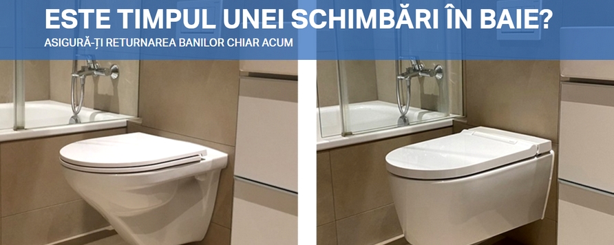 Pentru o perioada limitata: Cumperi un vas WC si Geberit iti returneaza o parte din bani inapoi