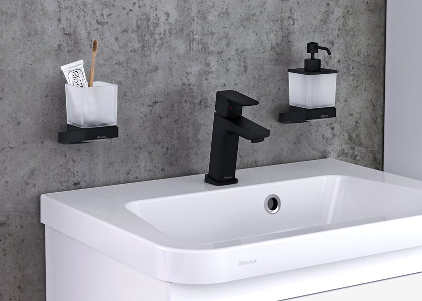 Baterii stative de chiuveta 10° Free black - 170 mm, fara ventil