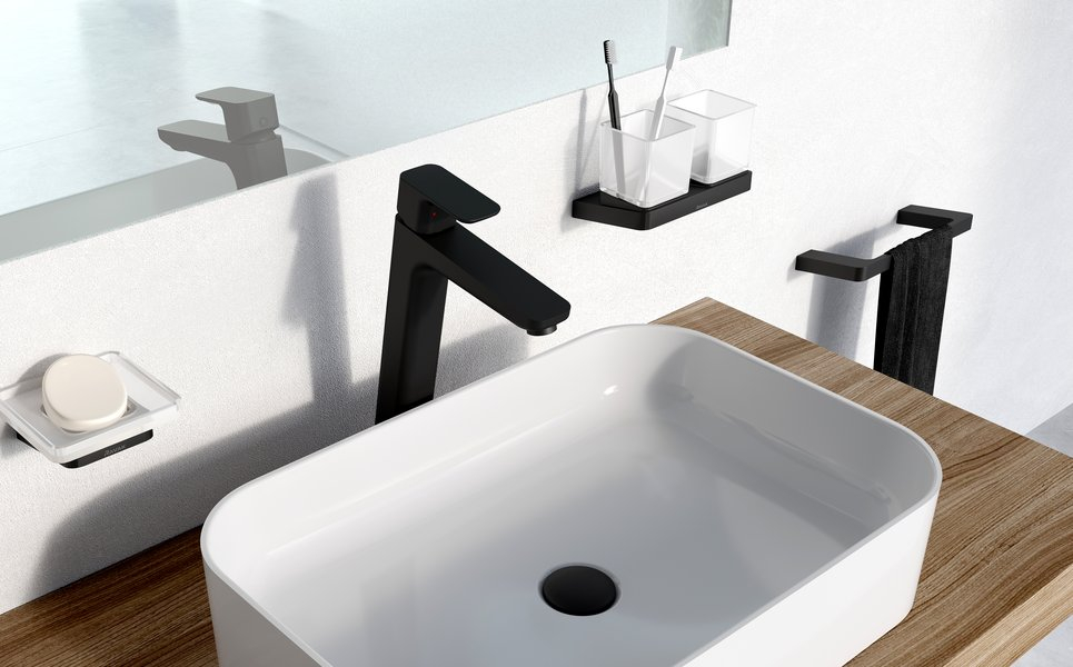 Baterii stative de chiuveta 10° Free black - 334 mm, fara ventil