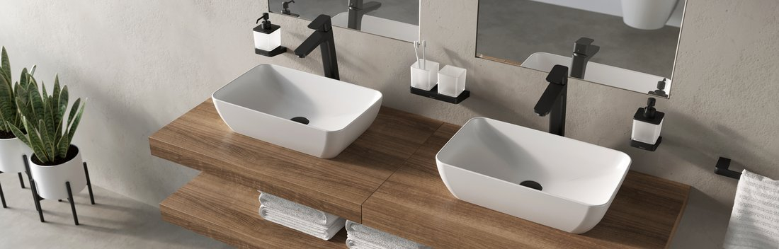 Baterii stative de chiuveta 10° Free black - 334 mm, fara ventil