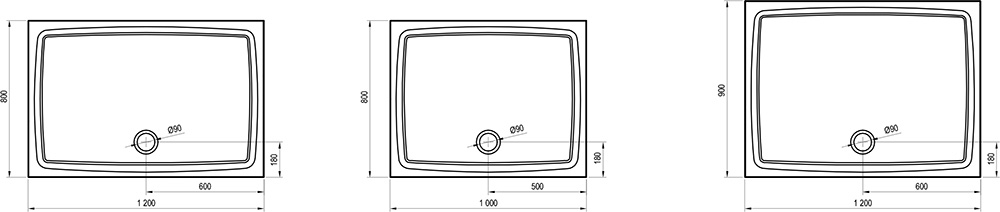 Cadite de dus Gigant Pro Flat - desen tehnic