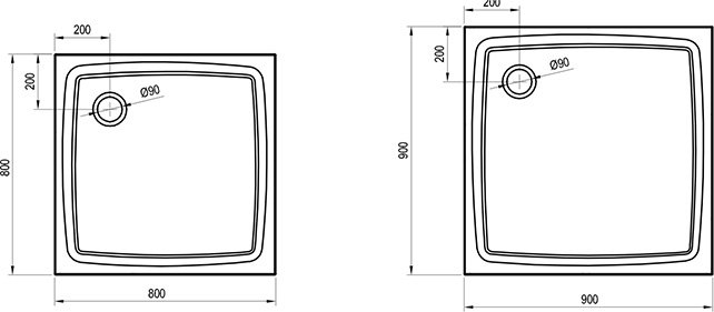 Cadite de dus Perseus Pro Flat - desen tehnic