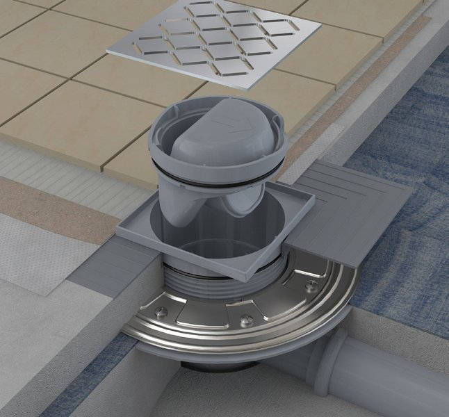 Sifon de pardoseala din plastic RAVAK SN501 cu gratar din otel inoxidabil