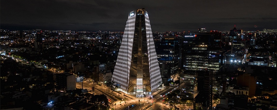 iGuzzini Trick lighting used at Manacar Tower, Mexico City, Mexico