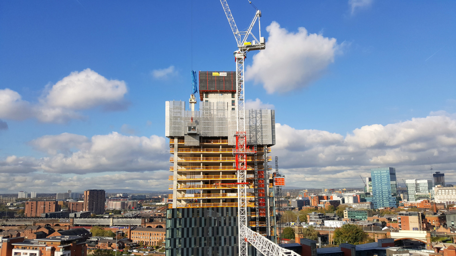 Newly built tower blocks in Manchester using MEVA MAC tower formwork system