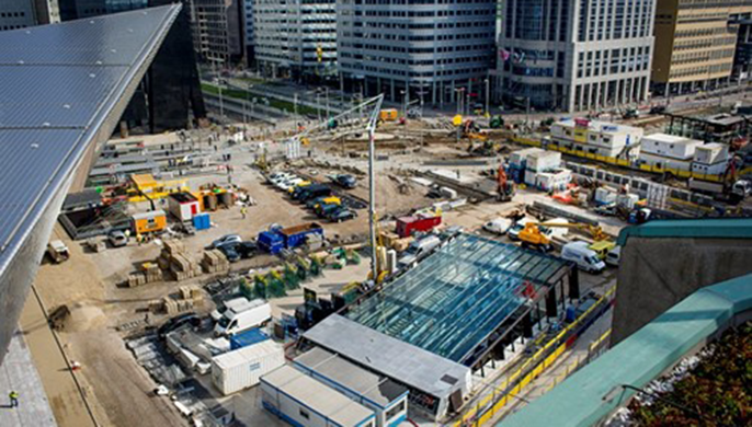Sisteme Nophadrain pentru acoperisuri tip parcare folosite la Parcarea Kruisplein, Rotterdam