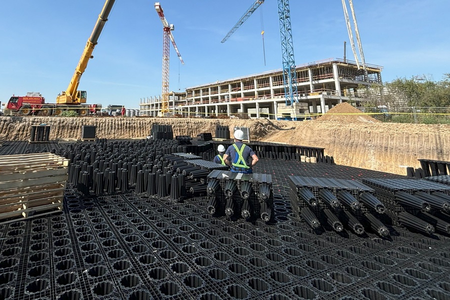Sisteme ACO pentru ape pluviale la o fabrica de acumulatori din judetul Bihor -Sistem modular de retentie si infiltrare a apelor pluviale ACO Stormbrixx