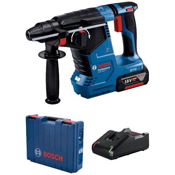 Ciocanul rotopercutor cu acumulator Bosch GBH 187-LI Professional cu SDS Plus - Pachet: cutie transport + incarcator + acumulator