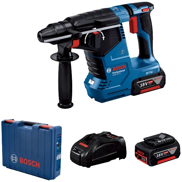 Ciocanul rotopercutor cu acumulator Bosch GBH 187-LI Professional cu SDS Plus - Pachet: cutie transport + incarcator + 2 acumulatori