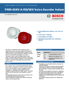 Sirena vocala pentru interior Bosch FNM-420V-A-RD/WH - prezentare detaliata