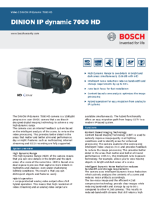 amera de supraveghere Bosch DINION IP dynamic 7000 HD - prezentare detaliata