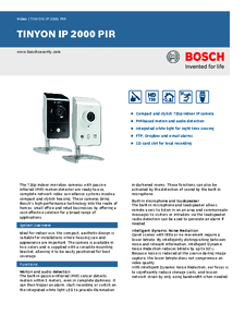 Camera de supraveghere Bosch  TINYON IP 2000 PIR - prezentare detaliata