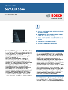 Recorder video seria Bosch DIVAR IP 3000 - prezentare detaliata