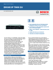 Recorder video seria Bosch DIVAR IP 7000 2U - prezentare detaliata