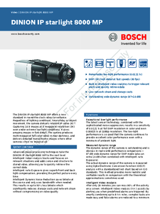 Camera de supraveghere Bosch DINION IP starlight 8000 MP - prezentare detaliata
